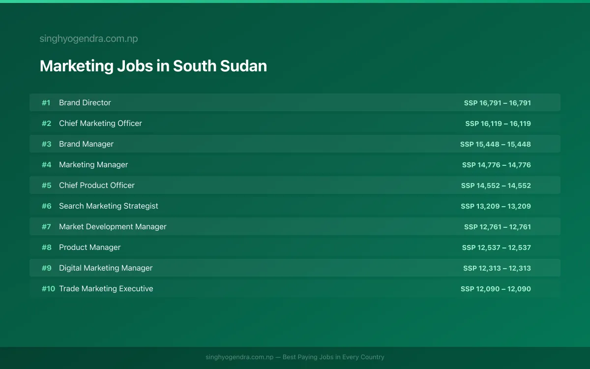 Highest Paying Jobs in Marketing in South Sudan 2026 Highest Paying Jobs in Marketing in South Sudan 2026 | SalaryPedia by Singh Yogendra
